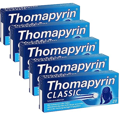 Thomapyrin CLASSIC Schmerztabletten 5x20 Stück inclusive einer Handcreme von vitenda - bei leichten bis mäßig starken Kopfschmerzen