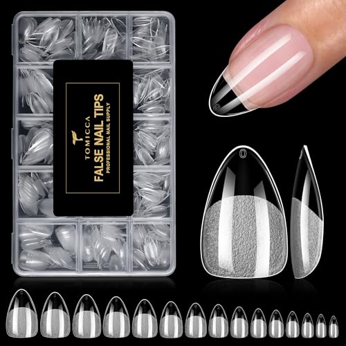 TOMICCA Kurze Mandel Nageltips 510 Stück 15 Größen Ultra-Matte Soft Nail Tips für Gelnägel Acrylic Nagelspitzen für Nagelverlängerung und Nail Art DIY Nagelstudio zu Hause