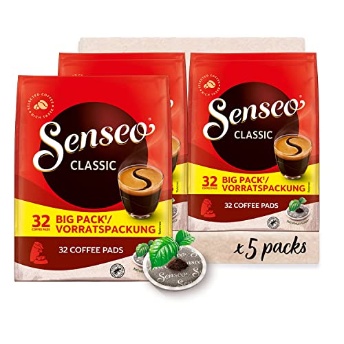 Senseo Pads Classic - Kaffee RA-zertifiziert - 5 Vorratspackungen x 32 Kaffeepads