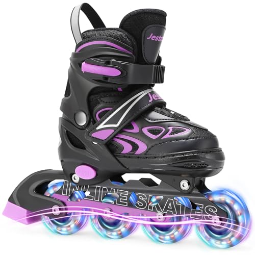 Inline Skates Kinder Verstellbar für Mädchen Jungen, Rollschuhe inliner Skates mit Leuchtenden Radern bis zu 4 Größen verstellbar Rollerskates (M (EU 32-36))