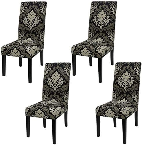 Dioxide Stuhlhussen er Set Stretch Stuhlhussen Schwingstühle Elastische Stuhlbezug Abnehmbarer Waschbarer Stühle Schutz für Küche Stuhlhülle Restaurant Hotel Bankett Hochzeit (Muster-Barock,4Stück)