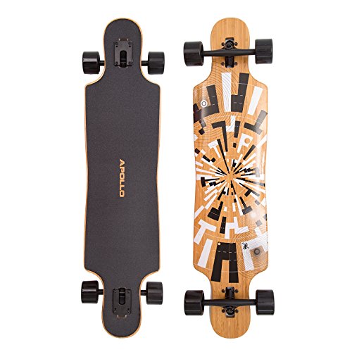 Apollo Longboard Soul Bamboo, Flex 1, 40inch Twin-Tip Drop-Through Freeride Cruiser Board