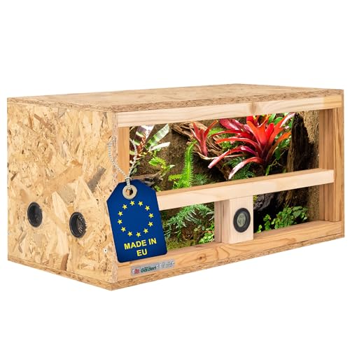 ITA Mini Terrarium 60x30x30 cm mit Seitenbelüftung & Integriertem Hygrometer - Holzterrarium aus OSB-3 Platten - Terrarien für Reptilien, Schlangen, Amphibien - EU Produkt, FSC Zertifiziert