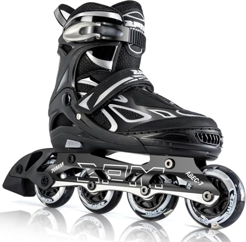 2PM SPORTS Verstellbar Inliner für Kinder, Leucht Inline Skates Rollschuhe für Damen/Herren (Grey L)
