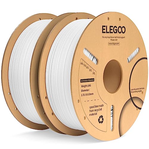ELEGOO PLA+ Filament 1.75mm Weiß 2KG, PLA Plus 3D Drucker Filament, Härter und Stärker Filament-3D-Druckmaterialien, Maßgenauigkeit +/-0,02mm, Kompatibel mit den Meisten 3D Printer(2KG/Spool, 4.4lbs)