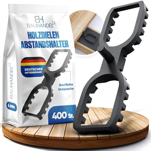 Bauhandel24-400 Stück Terrassendielen Abstandhalter 4 mm Fugenbreite, gleichmäßige Fugen bei Holzterrassen, Terrassenbau Distanzhalter