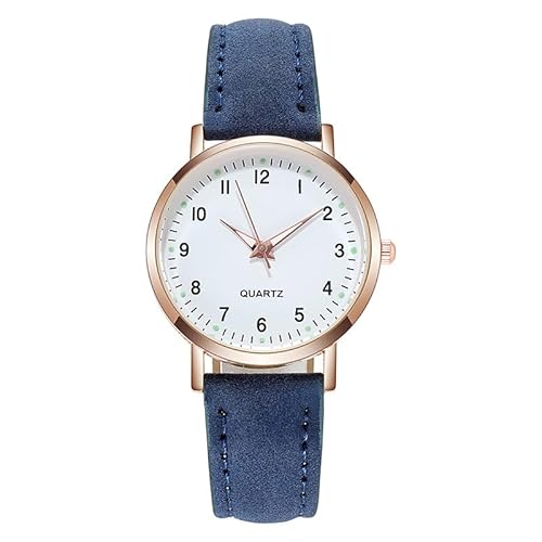 LIWEARE Damenuhr, Damen Analog Quarz Uhr mit PU-Leder Armband, Uhren Damen Einfache Business Klassische Armbanduhr Lässig Quarzuhr Leuchtuhr (Blau)