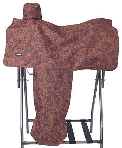 Tough 1 Tough1 Western Total Saddle Cover in Prints Sattelbezug mit Aufdruck, Tooled Leder Braun, 7'' x 8 1/2''