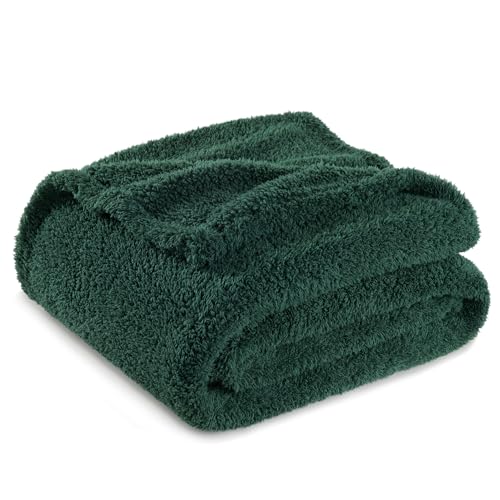 Exclusivo Mezcla Kuscheldecke Fleecedecke für Sofa, Weiche, Warme und Flauschige Decke Sofadecke Wohndecke für Ganzjahreszeit, 130 x 150 cm, Dunkelgrün