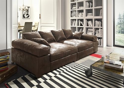 Fun Möbel Big Sofa Couchgarnitur Megasofa Riesensofa Arezzo in Stoff Gobi (Vintage-Optik) (Vintage Braun)