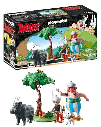 PLAYMOBIL Asterix 71160 Wildschweinjagd, Mit kippbarem Baum, Spielzeug für Kinder ab 5 Jahren
