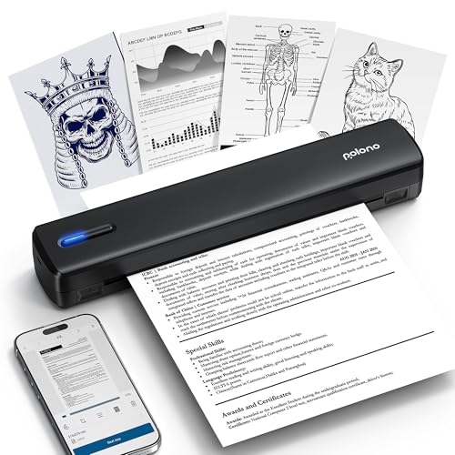 POLONO Thermodrucker A4 Wireless für Reisen, Mobiler Drucker A4 Unterstützung für 8.5