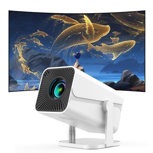 Mini Beamer Elektrischer Fokus, Android und Integrierten Apps, Tragbarer Projektor mit WiFi 6 Bluetooth Unterstützt 1080P, Auto Trapezkorrektur, Beamer Handy 270° Dreh Kompatibel mit TV Stick, HDMI