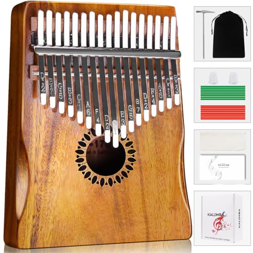 Newlam Kalimba Daumenklavier 17 Tasten Musikinstrument, Fingerklavier Instrument Klaviergeschenk für Kinder und Erwachsene Anfänger