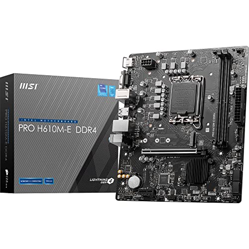 MSI PRO H610M-E DDR4 Motherboard, Micro-ATX - Unterstützt Intel 12th Gen Core Prozessoren, LGA 1700-2X DIMM (3200MHz), 1x PCIe 4.0 x16 Slot, 1 x M.2 Gen3, USB 3.2 Gen1, 1G LAN, HDMI 1.4 & VGA