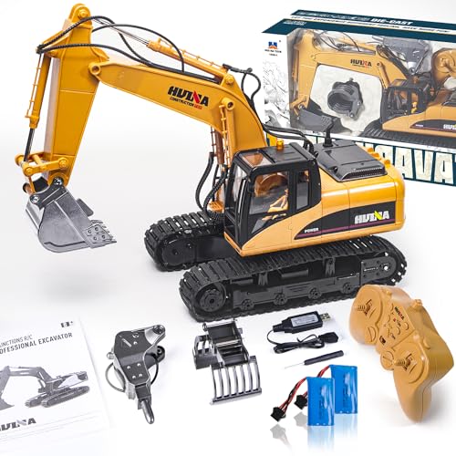 Ferngesteuerter Bagger Ferngesteuert ab 6 8 10 Jahre, 1:14 Rc Bagger Metall Ferngesteuert, 3 in 1 Raupenbagger mit Fernbedienung mit Akku und Ladegerät, Geburtstag