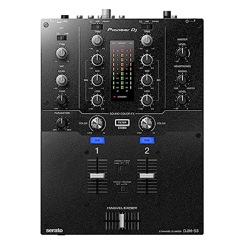 Pioneer DJ DJM-S3 2-Kanal Mischpult, USB, Schwarz