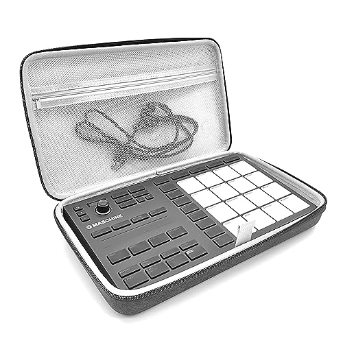 Musiin Hochwertige Hartschalen-Reisetasche aus Samt, kompatibel mit Native Instruments Maschine Mikro MK3 Hülle für Drum Controller und analoges Gerät (grau)