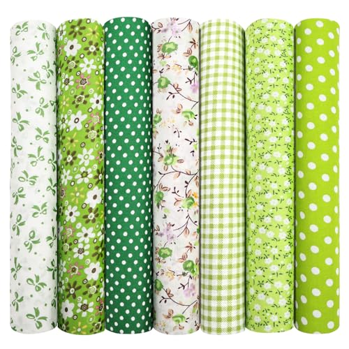 Aucuu 7er Set Baumwollstoff Paket, 50 x 50cm Stoffe zum Nähen, Patchwork Stoffe, Patchwork zum Quilten, Stücke Paket zum Quilten, DIY Basteln Handwerken, Puppenkleidung
