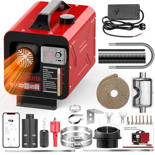 GEARLASSO 8KW Diesel Standheizung,12V 24V Luft Dieselheizung mit APP-Steuerung Fernbedienung, All in One Luftheizung Lufterhitzer mit Schalldämpfer für Auto RV Boote LKW KFZ mit LCD Schalter