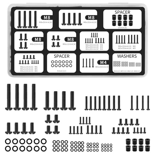 Schrauben für TV-Halterungen – 120-teiliges Schraubenset für die TV-Montage mit M4, M5, M6 und M8, universelle Vesa-Schrauben für die meisten TV-Ständer und -Halterungen