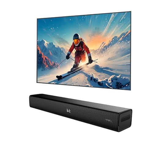 Heymell 60cm 2.1ch 120W Kleine Bluetooth SoundBar für TV Geräte mit Integriertem Subwoofer, Dialogverstärkung PC Lautsprecher, Optical Aux. Wandhalterung.