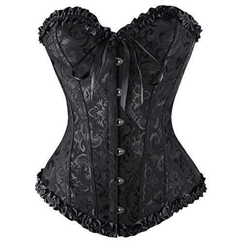 Generisch Corsage Schwarz Damen Korsett Oberteil Vollbrust Corsage Korsett Tops Gothic Vintage Corsagen Bustier Corsette