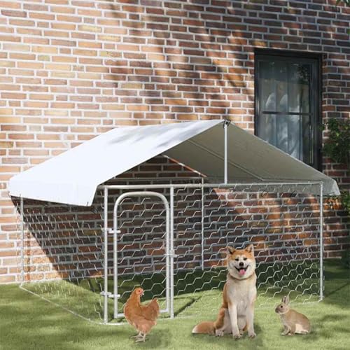 Outdoor-Hundezwinger mit Dach 200x200x150 cm, Hundezwinger Outdoor-Hundekäfig Sicherer Hundeauslauf für Garten Terrasse Draußen