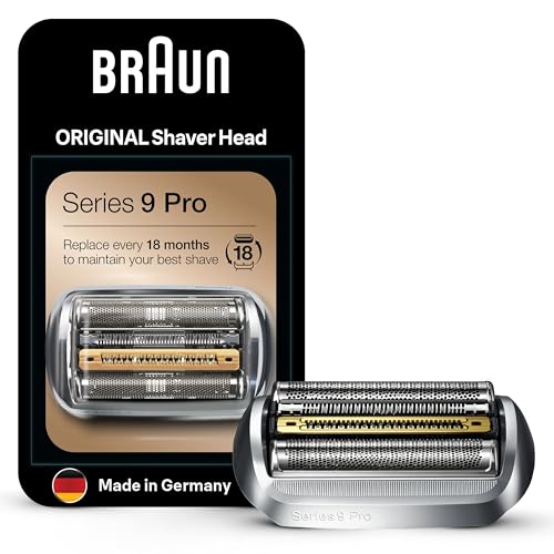 Braun Series 9 Pro Elektrorasierer Scherkopf, ORIGINAL Ersatzscherteil vom Hersteller passend für Braun Herren Rasierer Series 9 Pro, 94M, chrom, 1er Pack
