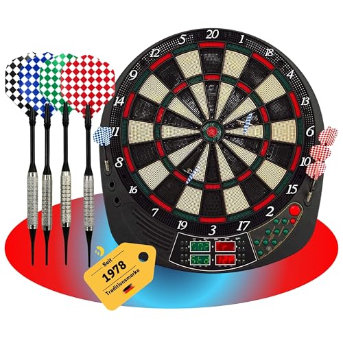 Best Sporting Dartscheibe elektronisch Coventry I Dartscheibe elektronisch mit LED-Anzeigen I E-Dartscheibe mit 12 Dartpfeilen & Ersatzspitzen I hochwertiger Dartautomat für 16 Spieler