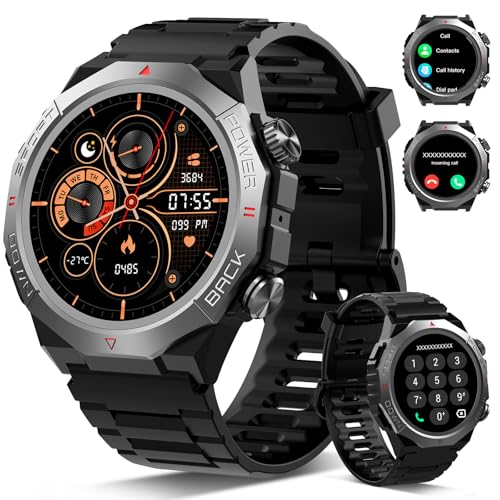 Militär Smartwatch Herren Damen, Smart Watch mitTelefonfunktion 1,39