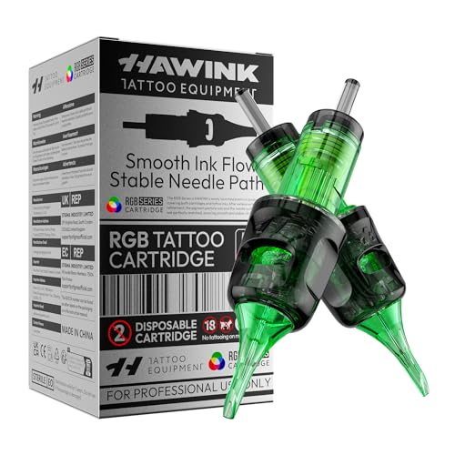 HAWINK Tattoo Nadeln Set 50 Stk. Einweg RGB Cartridges #12 Standard Round Liner 3RL 5RL 7RL 9RL 11RL Durchmesser 0,35mm Professional Tattoo Maschine Zubehör Set EN20-FG-50KIT-E