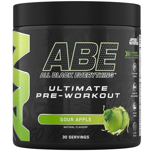 Applied Nutrition ABE Pre Workout Pulver - Pre Booster für Energie & Leistung mit Citrullin, Kreatin Monohydrat, Beta Alanin (375 g – 30 Portionen)(Sour Apple)