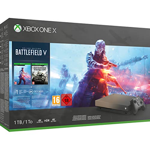 - Xbox One X 1 Tb Gold Rush Special Edition Konsole Battlefield V Bundle