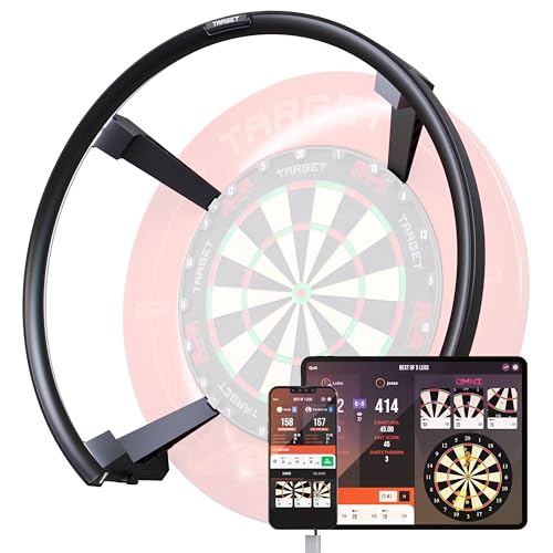 TARGET Darts Omni Dartboard mit automatische Punktzahlberechnung und LED-Beleuchtung | Dartscheibe mit Punktezählkamera, Magnetisches Dartscheiben Beleuchtungssystem, Surround Ringbeleuchtung