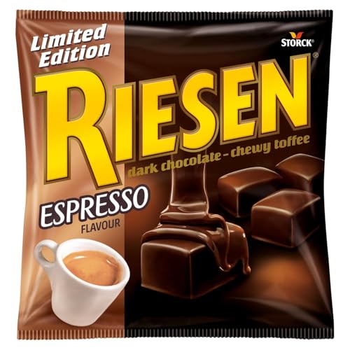 RIESEN Kaubonbons Schokokaramell in dunkler Schokolade – 1 x 231 g – Schokoladen-Bonbons mit kräftigem Karamell und Espresso-Geschmack – Limited Edition
