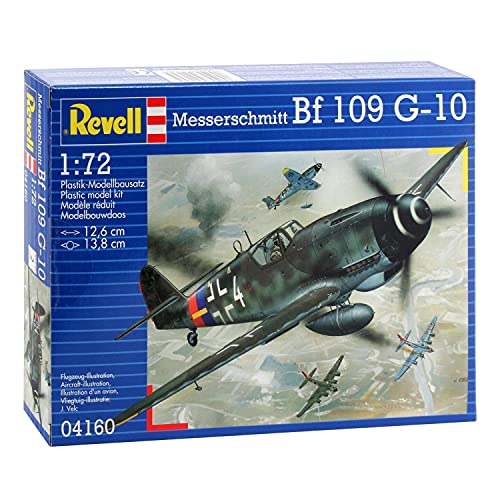 Revell Modellbausatz Flugzeug 1:72 - Messerschmitt Bf109 G-10 im Maßstab 1:72, Level 3, originalgetreue Nachbildung mit vielen Details, 04160, Originalfarbe