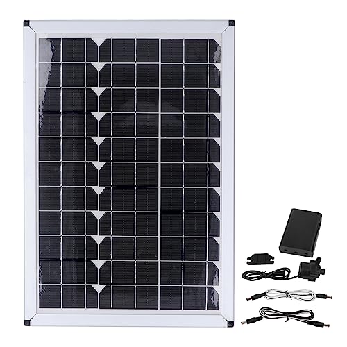 Solar-Wasserpumpe, 20 W, 800 L/h, 12 V, 5 Meter Hub-Solar-Brunnenpumpe, Geräuscharme Tauch-Solar-Brunnenpumpe, für Teiche, Garten, Fischteich, Wasserfall, Hydrokultur
