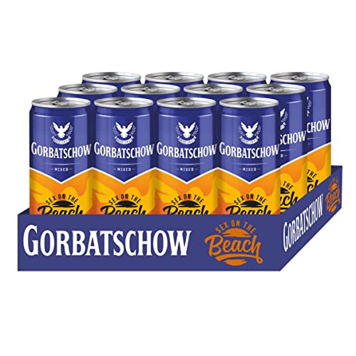Gorbatschow Sex on the Beach (12 x 0,33 l) 10 Prozent vol. - der beliebte Cocktail-Klassiker fertig gemixt in der Dose, fruchtiger Geschmack nach Orange und Pfirsich