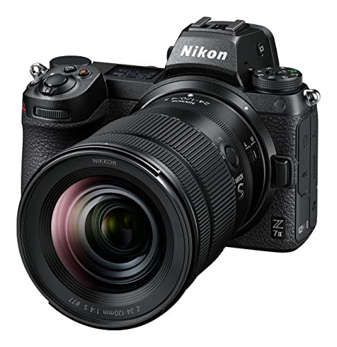 Nikon Z 7II KIT Z 24–120 mm 1:4 S (45,7 MP, 11 Bilder pro Sekunde, Hybrid-AF, 2 EXPEED-Prozessoren, doppeltes Speicherkartenfach, 4K UHD Video mit 10-Bit-HDMI-Ausgabe) Schwarz