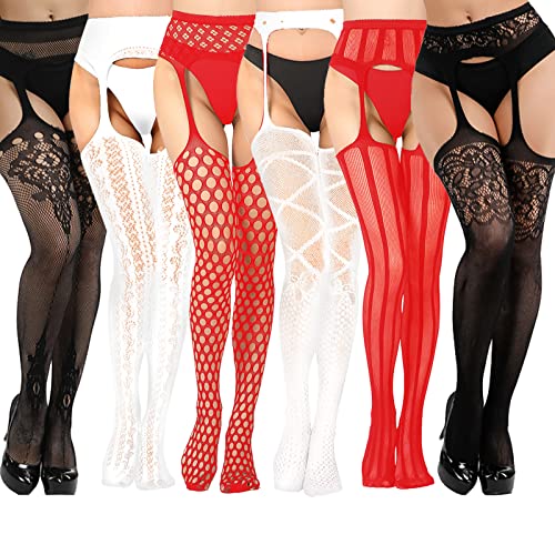 DRESHOW 6 Stück Sexy Elastisch Netzstrumpfhose Straps Strumpfhose Strümpfe Strumpfhosen für Damen