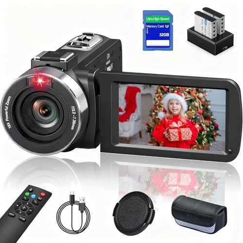 Delmodes Videokamera 8K Camcorder 64MP 18X Digital Zoom Vlogging-Kamera für YouTube 3,0 Zoll Touchscreen WiFi IR-Nachtsicht Videokamera mit 2,4 G-Fernbedienung, SD-Karte und 2 Batterien