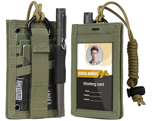 OneTigris 2-in-1 Taktischer Ausweishalter , 500D Cordura Nylon, MOLLE-kompatibel, Ausweistasche mit Sichtfenster, 3 Kartenfächern & Stifthalter, Ideal für EDC, Outdoor, Sicherheitskräfte