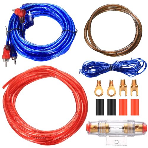 JiuXinYuKeJi Kfz Verstärker Kabelsatz Anschluss Set, 1500w Verstärker Endstufe Kabel Set, 4,5 m 10GA Auto Subwoofer Kabel Set für Car Audio Wire Stromkabel Endstufen Verbinder Set