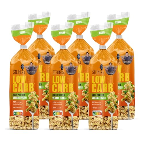 STEINER´s Low Carb High Protein Fusilli | 95% weniger Kohlenhydrate | 49g Protein | ballaststoffreich, (STEINER's High Protein Fusilli, 6x 250g)