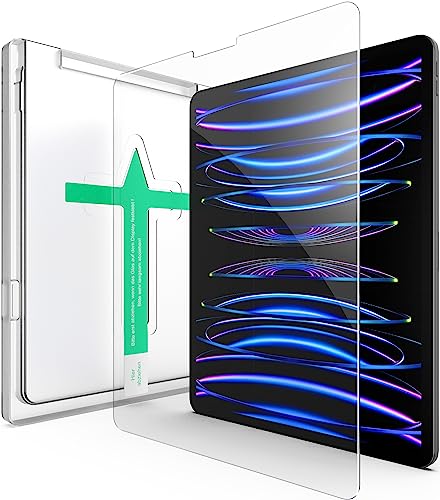 XeloTech Schutzglas für iPad Pro 12.9 Zoll (2022, 2021, 2020, 2018) - aus Echt-Glas - Extra Kratzfest - Mit Schablone für Positionierung