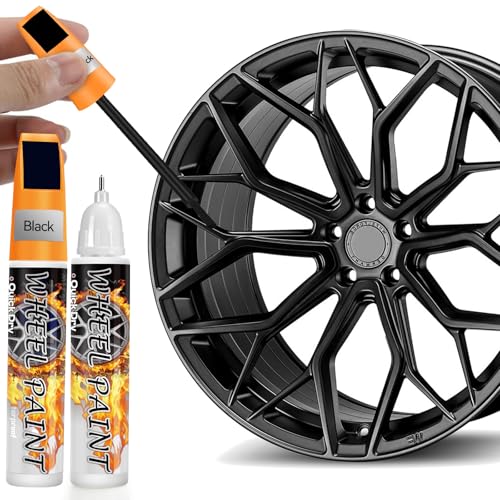 AAROVIBE Lackstift Schwarz Glänzend für Felgen – 2-in-1 Felgen Reparaturset, 2PCS Lackstift Auto zur schnellen Ausbesserung von Kratzern (Schwarz)