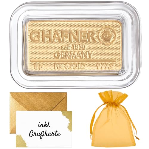1g Goldbarren C.Hafner – Feingold 999.9 in Acrylglaskapsel mit Echtheitsgarantie & Geschenkbeutel | LBMA zertifiziert | Geschenkidee mit Grußkarte – Goldstücke24