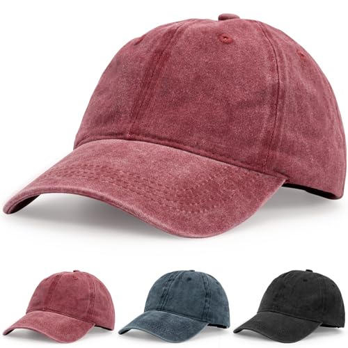 Dzpuhuojz Baseball Caps für Herren und Damen, Vintage Base Cap männer, Einstellbare Kappe Herren, voller Baumwolle Sonnenschutz Baseballkappe für Golf, Laufen, Outdoor-Workouts, Reisen, Rot