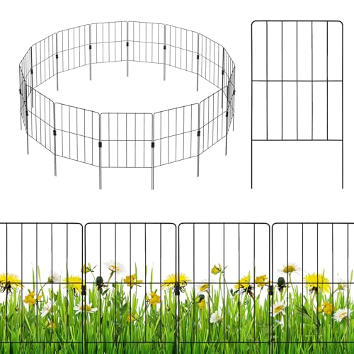 COSTWAY 15 Stück dekorativer Gartenzaun, Zaun Garten, Steckzaun Metall, 60 cm hoch, für Tierbarriere Blumenbeet Bäume, Balkon Sichtschutz, Teichzaun Beetzaun Gitterzaun rostfrei, Schwarz